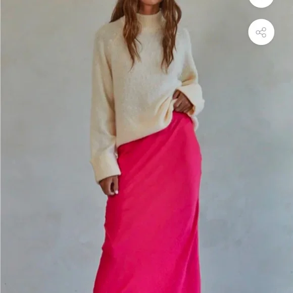 BY TOGETHER Gala Satin Skirt - Hot Pink - Picture 3 of 10